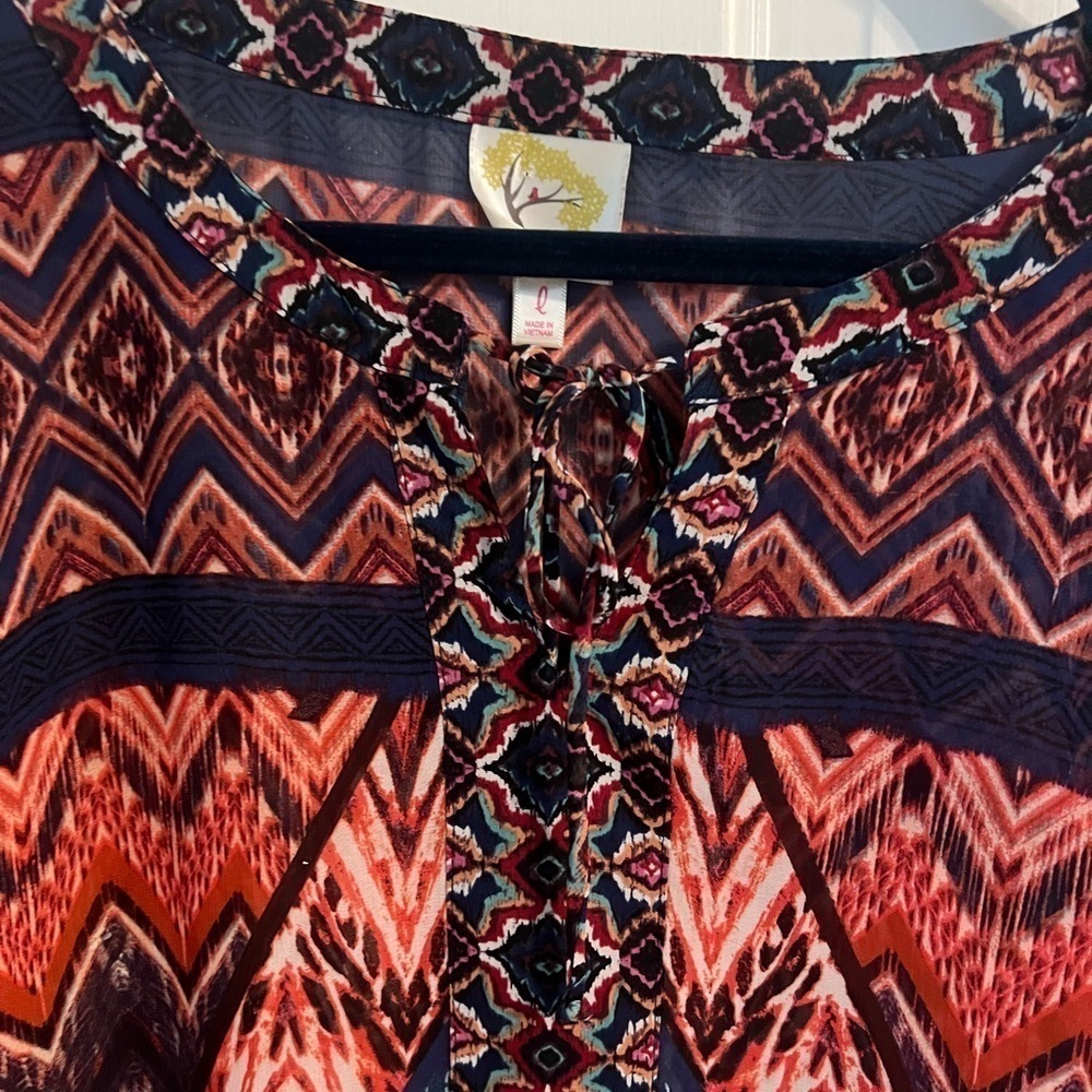 Fig & Flower Boho Peasant Top Embroidered Cottagecore Blouse Size L - Picture 8 of 11